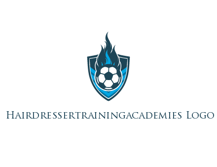 football on fire in shield