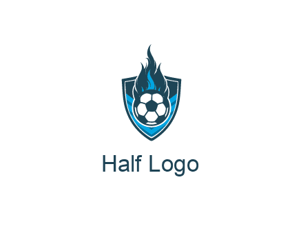football on fire in shield