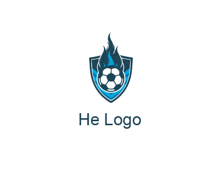 football on fire in shield
