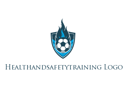 football on fire in shield