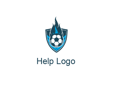 football on fire in shield