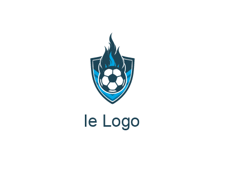 football on fire in shield