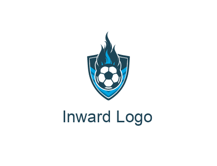 football on fire in shield