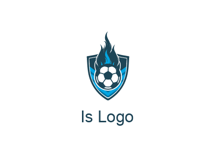 football on fire in shield