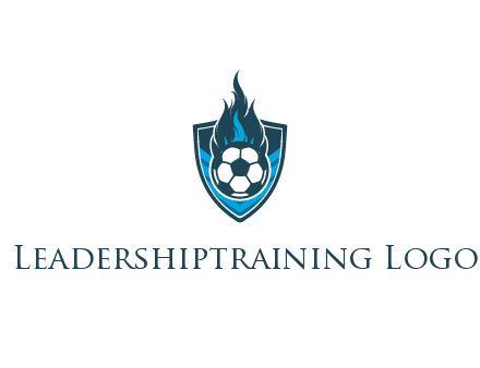football on fire in shield
