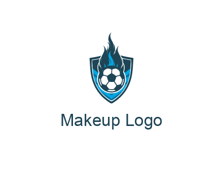 football on fire in shield