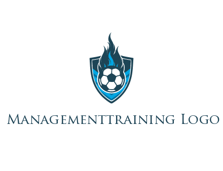 football on fire in shield