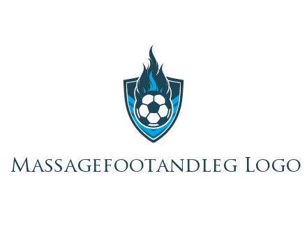 football on fire in shield