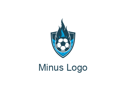 football on fire in shield
