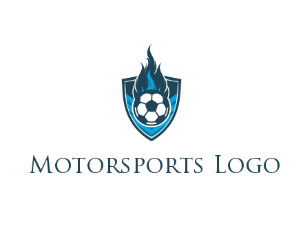 football on fire in shield