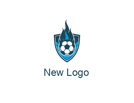football on fire in shield