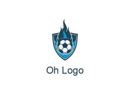 football on fire in shield