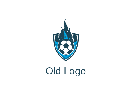 football on fire in shield
