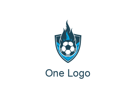 football on fire in shield
