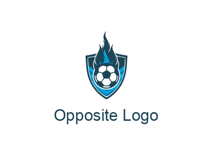 football on fire in shield