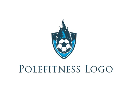 football on fire in shield