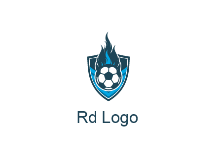 football on fire in shield