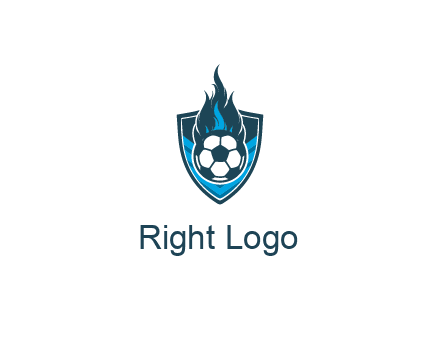 football on fire in shield