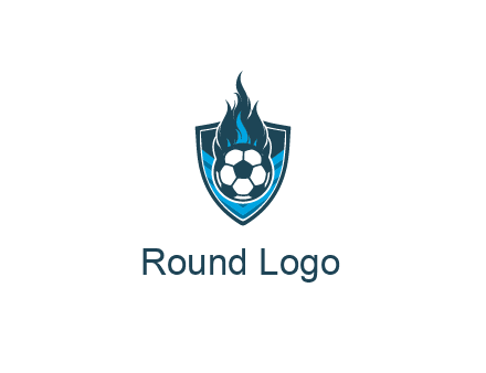 football on fire in shield