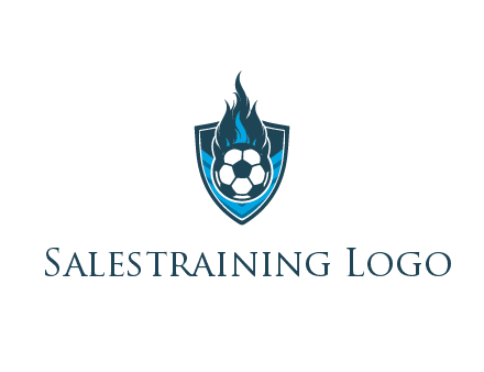 football on fire in shield