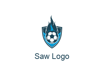 football on fire in shield