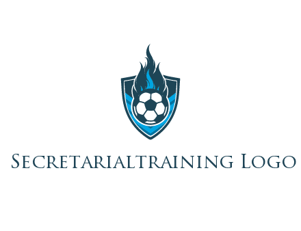 football on fire in shield