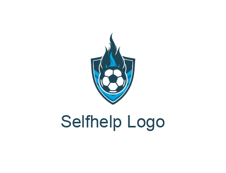 football on fire in shield