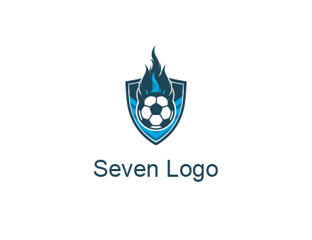 football on fire in shield