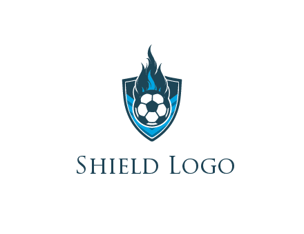 football on fire in shield