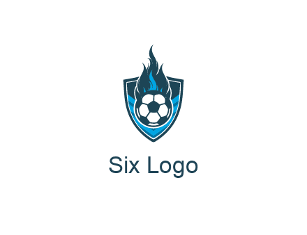 football on fire in shield