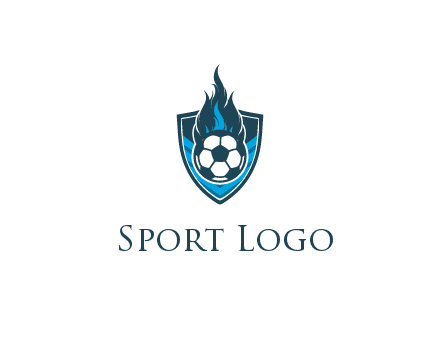 football on fire in shield