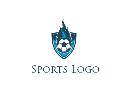 football on fire in shield