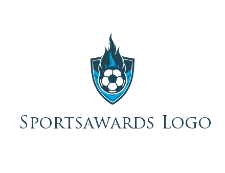 football on fire in shield