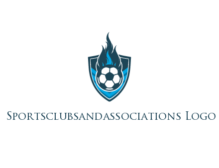 football on fire in shield