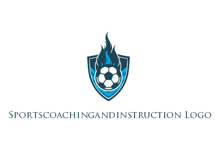 football on fire in shield
