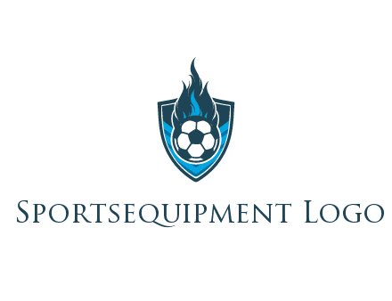 football on fire in shield