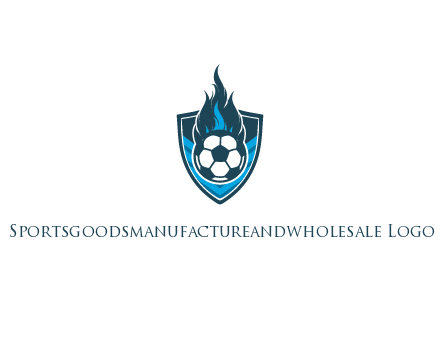 football on fire in shield