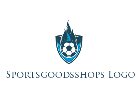 football on fire in shield