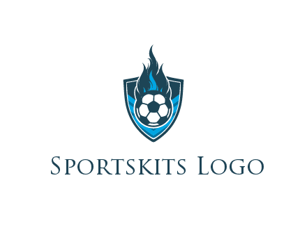 football on fire in shield