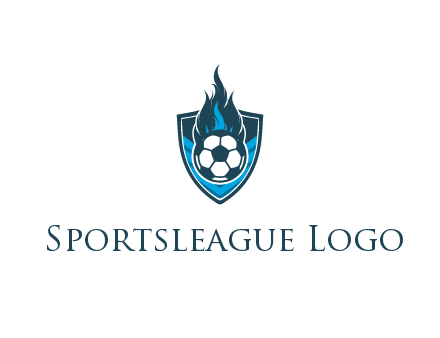 football on fire in shield