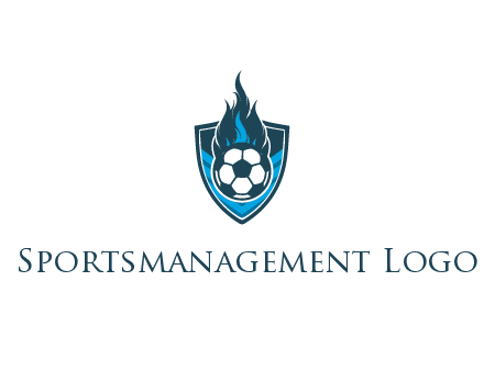football on fire in shield