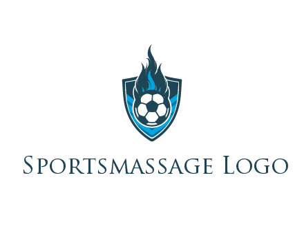 football on fire in shield