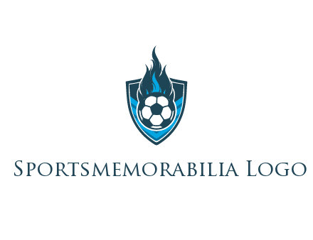 football on fire in shield