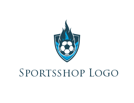 football on fire in shield