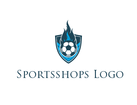football on fire in shield