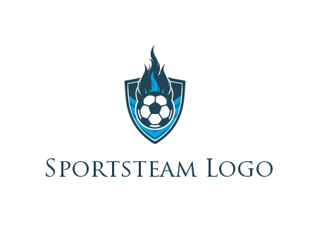 football on fire in shield
