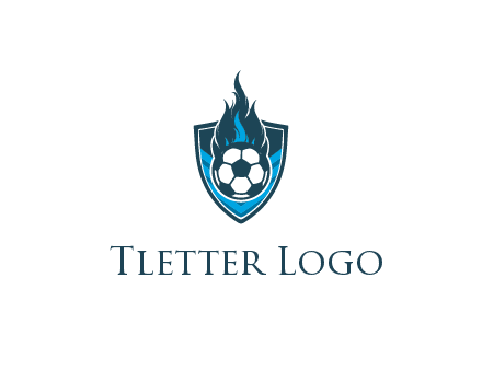 football on fire in shield