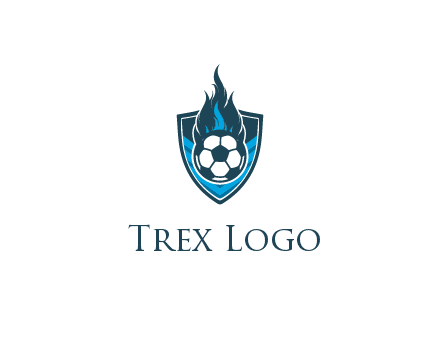 football on fire in shield