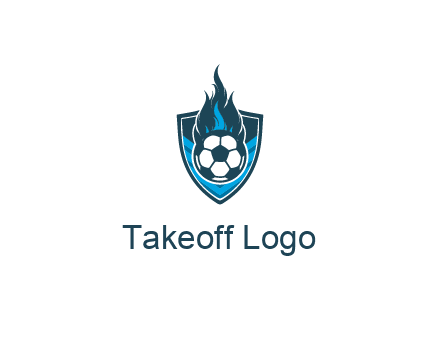 football on fire in shield