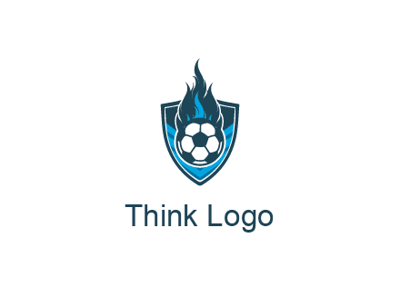football on fire in shield